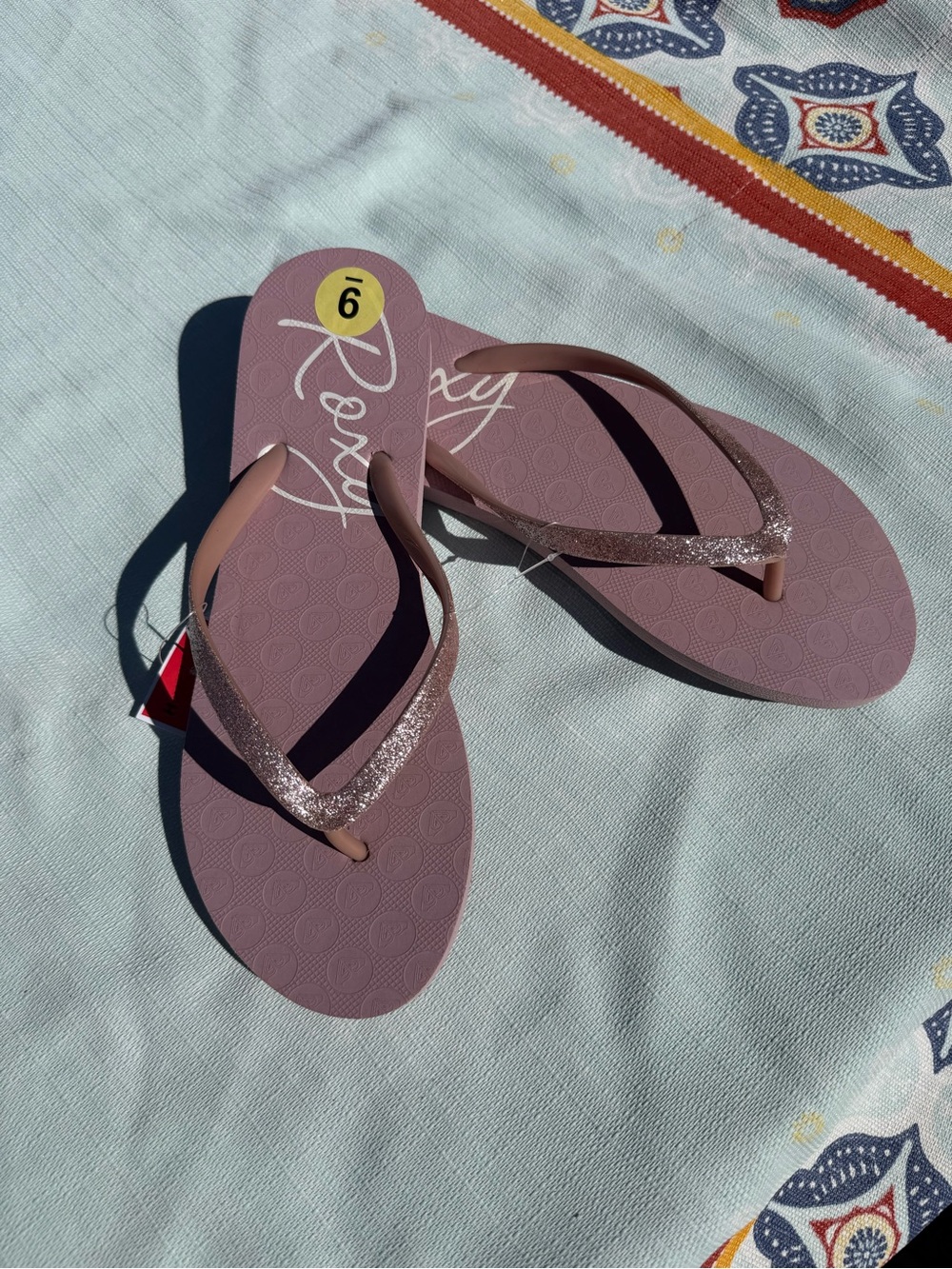Roxy Women's Glitter Strap Thong Sandals - Dusty Rose